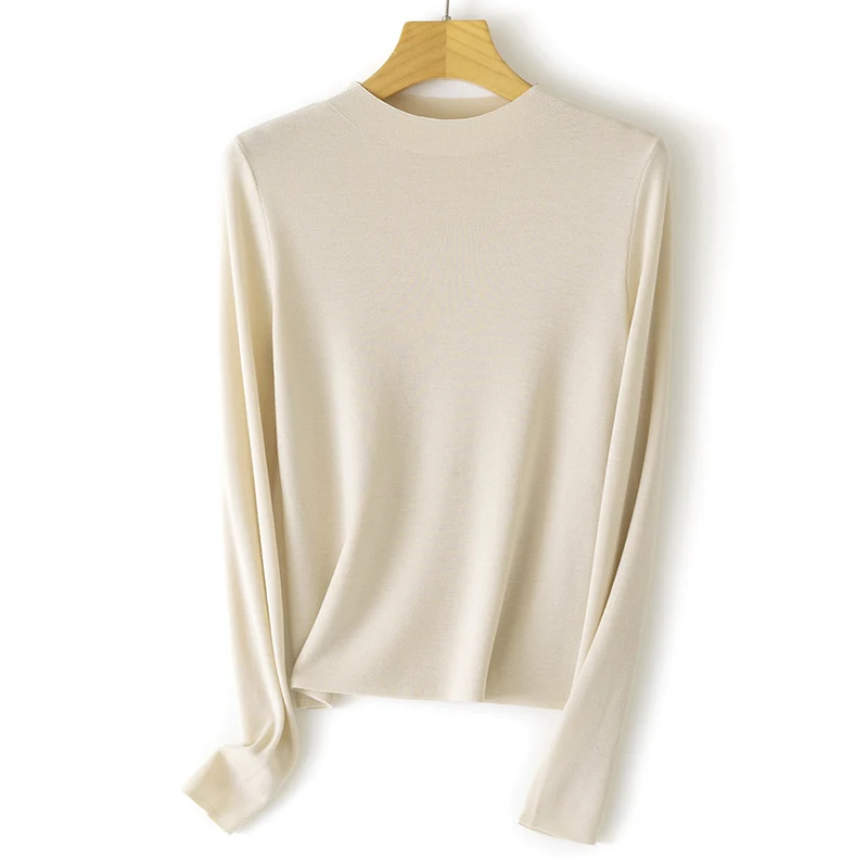 Damen Feinstrick-Pullover mit kurzem Stehkragen und schmaler Silhouette Nord Taschen
