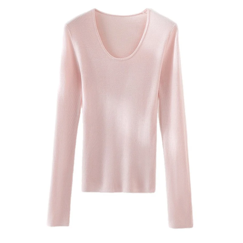 Damen Feinstrick-Langarmshirt mit tiefem U-Boot-Ausschnitt und feiner Rippstruktur Nord Taschen