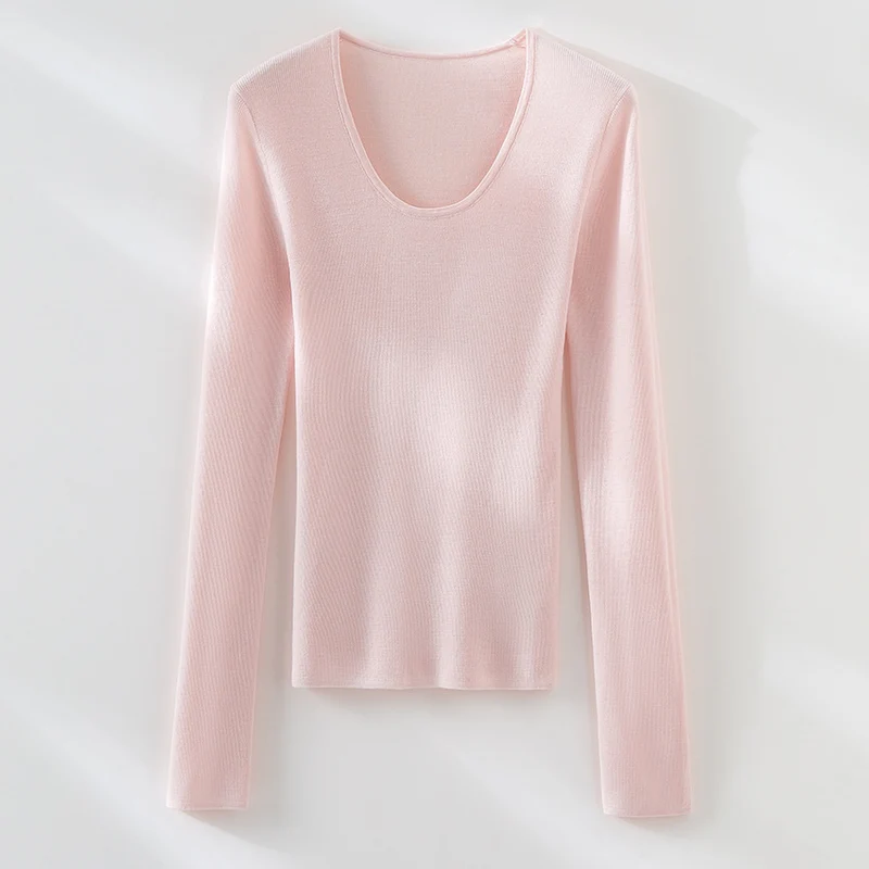 Damen Feinstrick-Langarmshirt mit tiefem U-Boot-Ausschnitt und feiner Rippstruktur Nord Taschen