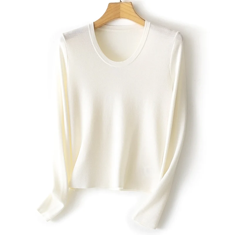 Damen Feinstrick-Langarmshirt mit Rundhalsausschnitt und leichter A-Linie Nord Taschen