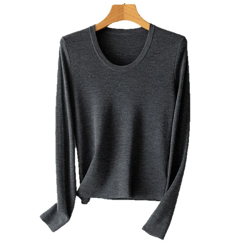 Damen Feinstrick-Langarmshirt mit Rundhalsausschnitt und leichter A-Linie Nord Taschen