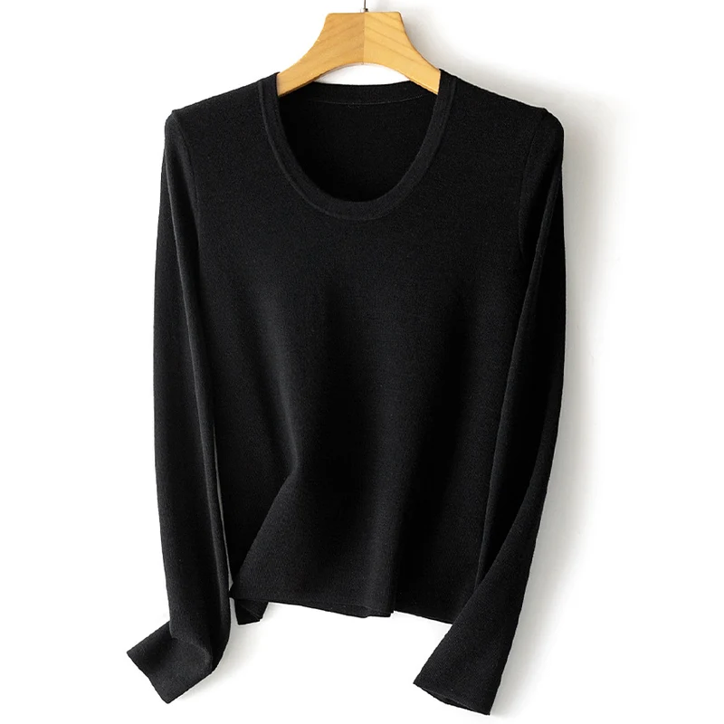 Damen Feinstrick-Langarmshirt mit Rundhalsausschnitt und leichter A-Linie Nord Taschen