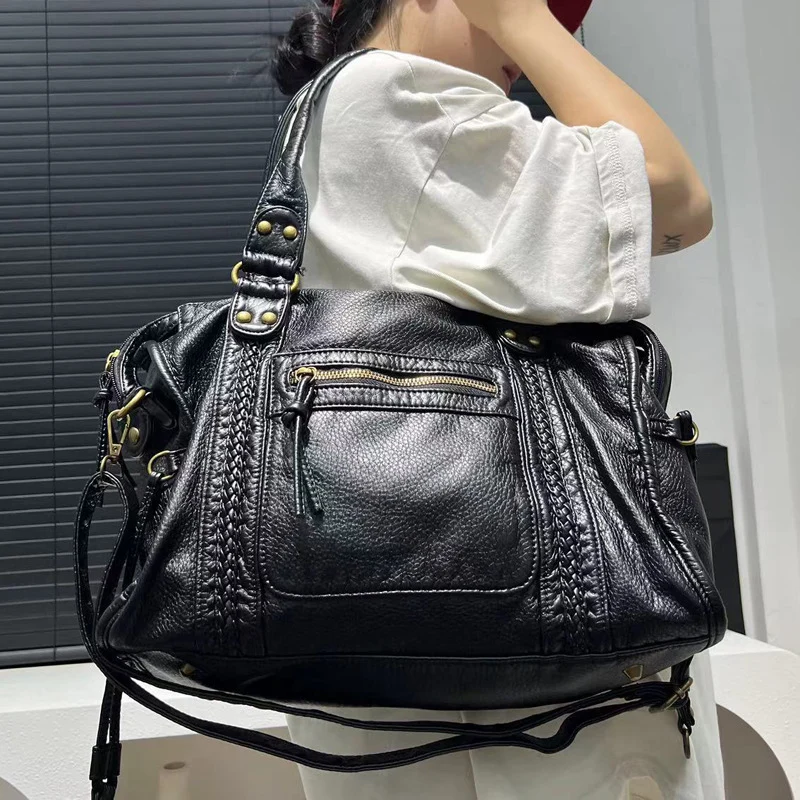 Damen Handtasche mit strukturiertem Kunstleder und abnehmbaren Schulterriemen Nord Taschen