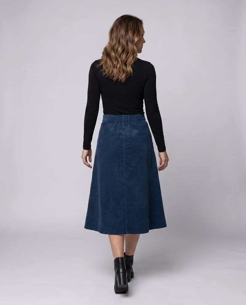 Damen Cordrock mit Knopfdetails