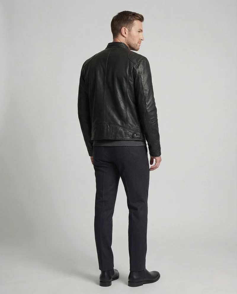 Herren Racer Lederjacke