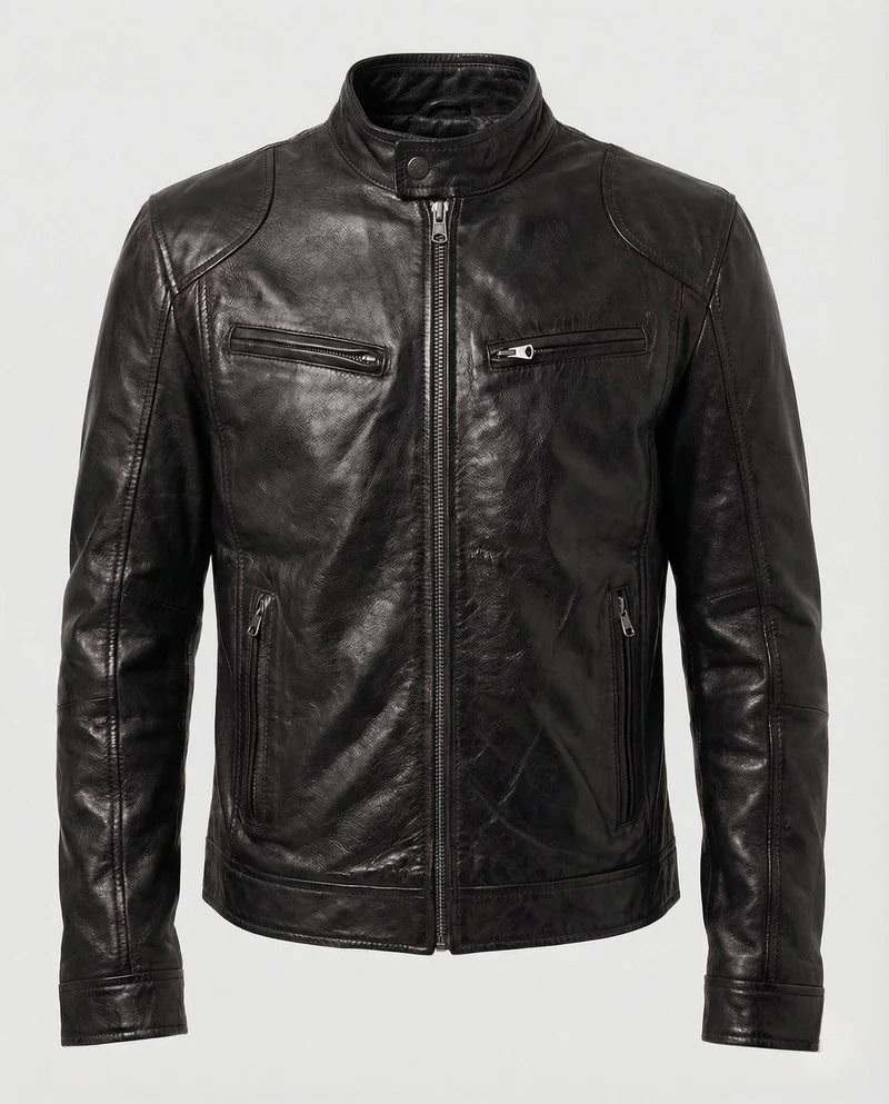 Herren Racer Lederjacke