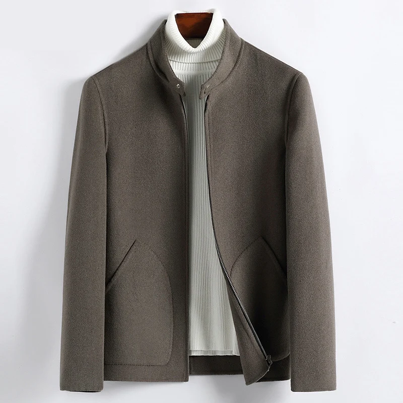 Herren Elegante Kurzjacke aus Wollmix mit Stehkragen, verdecktem Reißverschluss und konturierten Eingrifftaschen Nord Taschen