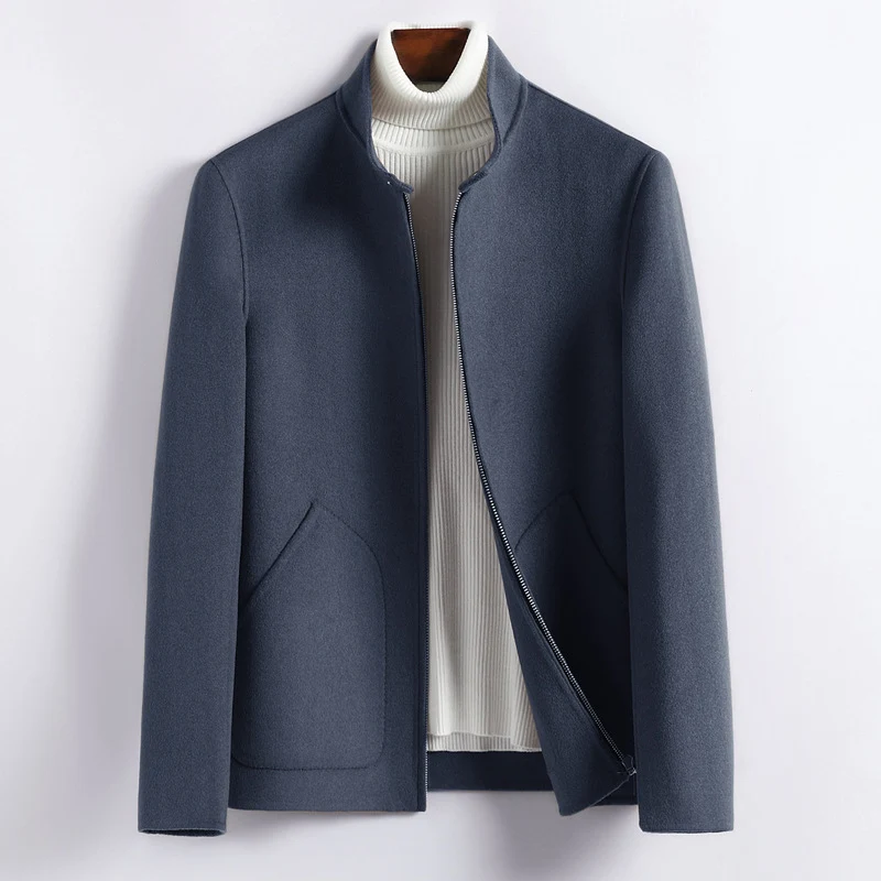 Herren Elegante Kurzjacke aus Wollmix mit Stehkragen, verdecktem Reißverschluss und konturierten Eingrifftaschen Nord Taschen