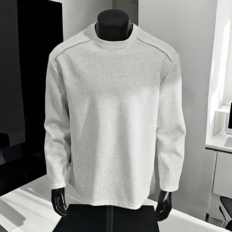 Herren Relaxed-Fit Baumwollmix Crewneck-Sweatshirt mit Raglannähten und melierter Struktur Nord Taschen