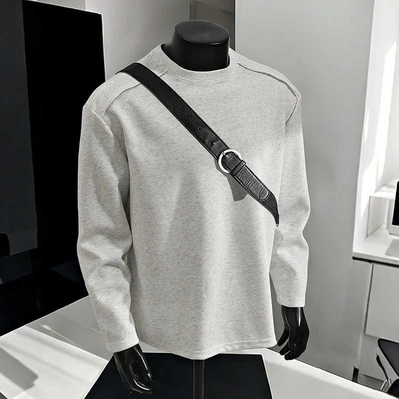 Herren Relaxed-Fit Baumwollmix Crewneck-Sweatshirt mit Raglannähten und melierter Struktur Nord Taschen