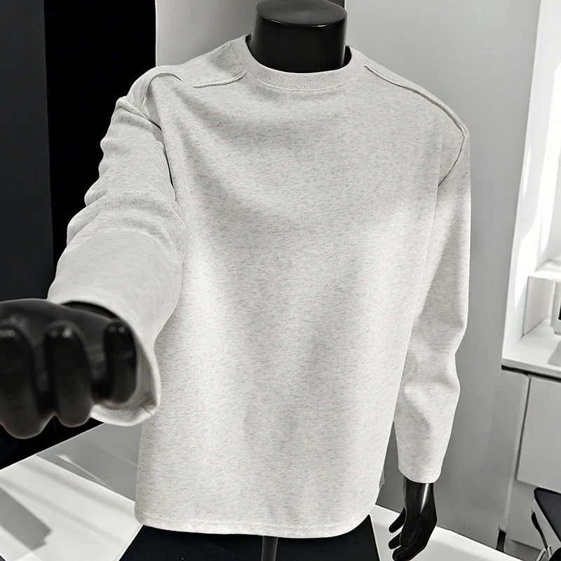 Herren Relaxed-Fit Baumwollmix Crewneck-Sweatshirt mit Raglannähten und melierter Struktur Nord Taschen
