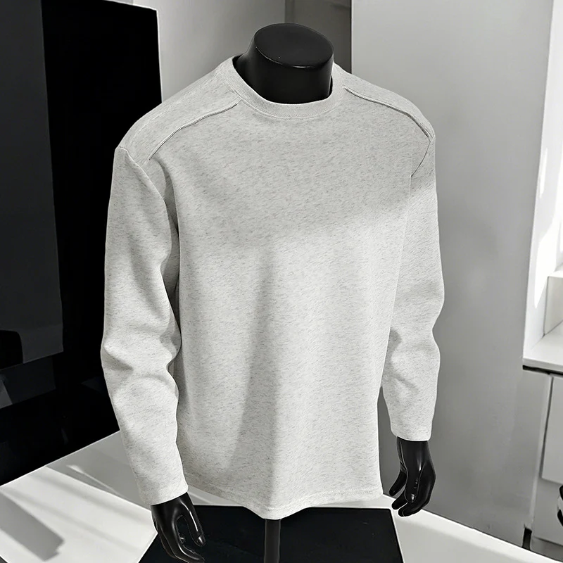 Herren Relaxed-Fit Baumwollmix Crewneck-Sweatshirt mit Raglannähten und melierter Struktur Nord Taschen