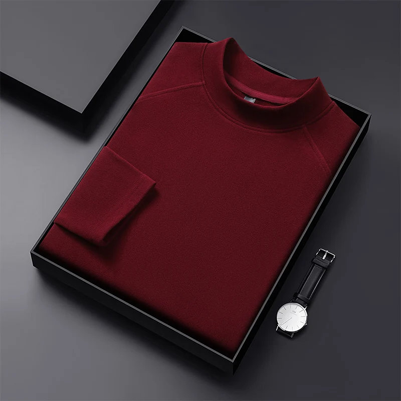Herren Premium-Mockneck-Pullover aus feinem Woll-Mix mit Raglanärmeln Nord Taschen