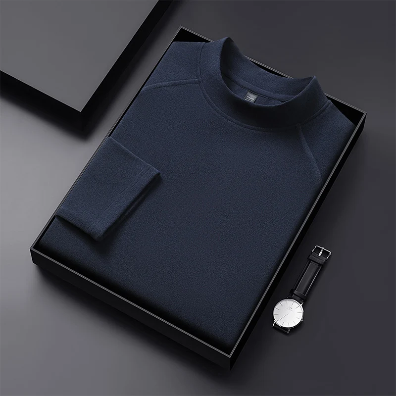 Herren Premium-Mockneck-Pullover aus feinem Woll-Mix mit Raglanärmeln Nord Taschen