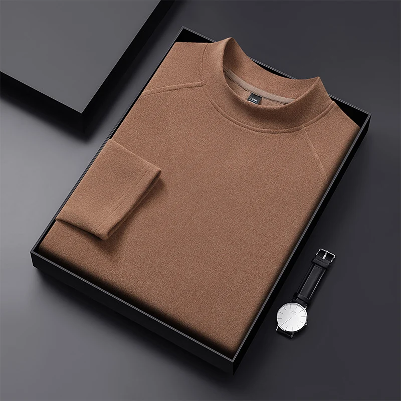 Herren Premium-Mockneck-Pullover aus feinem Woll-Mix mit Raglanärmeln Nord Taschen