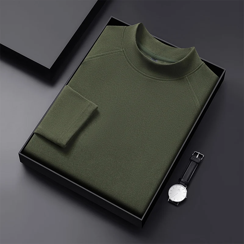 Herren Premium-Mockneck-Pullover aus feinem Woll-Mix mit Raglanärmeln Nord Taschen