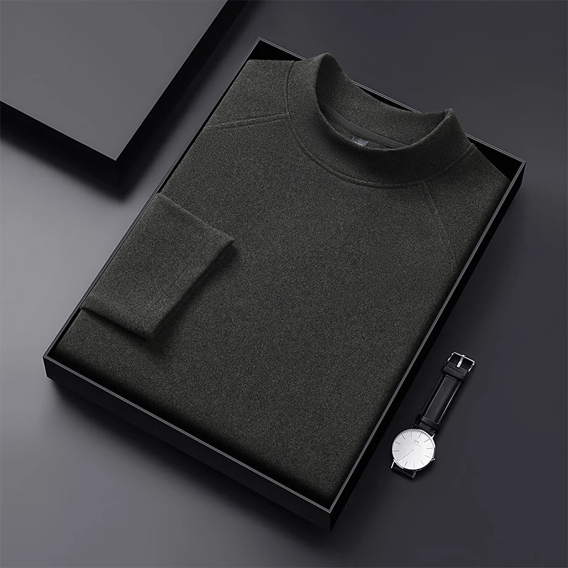 Herren Premium-Mockneck-Pullover aus feinem Woll-Mix mit Raglanärmeln Nord Taschen
