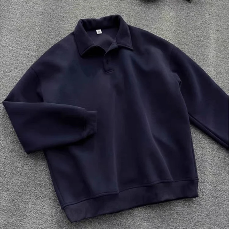 Herren Poloshirt-Sweatshirt mit Hemdkragen und Oversize-Schnitt Nord Taschen