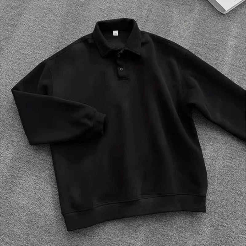 Herren Poloshirt-Sweatshirt mit Hemdkragen und Oversize-Schnitt Nord Taschen