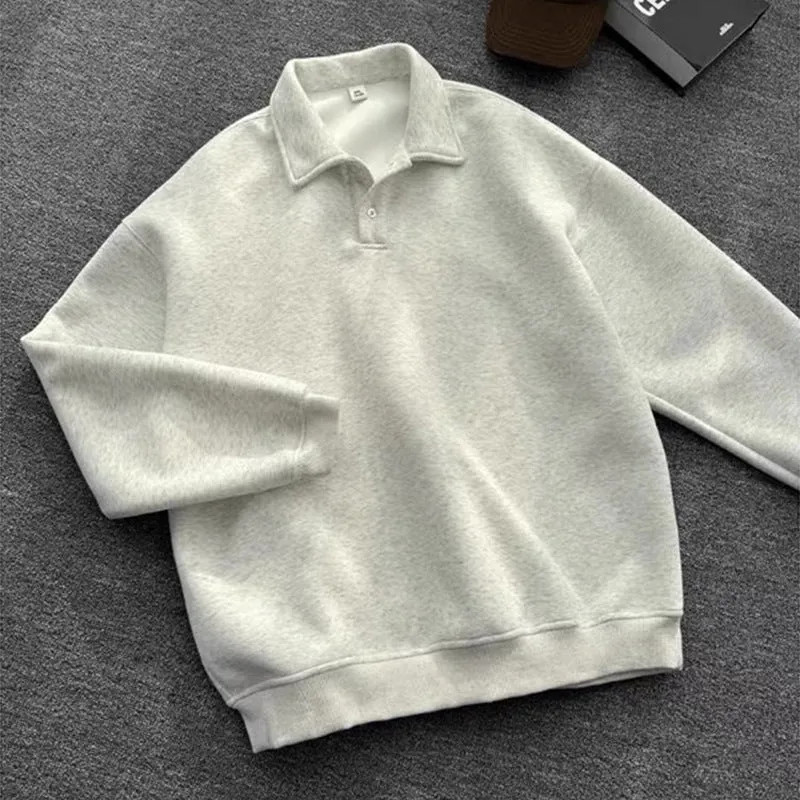 Herren Poloshirt-Sweatshirt mit Hemdkragen und Oversize-Schnitt Nord Taschen