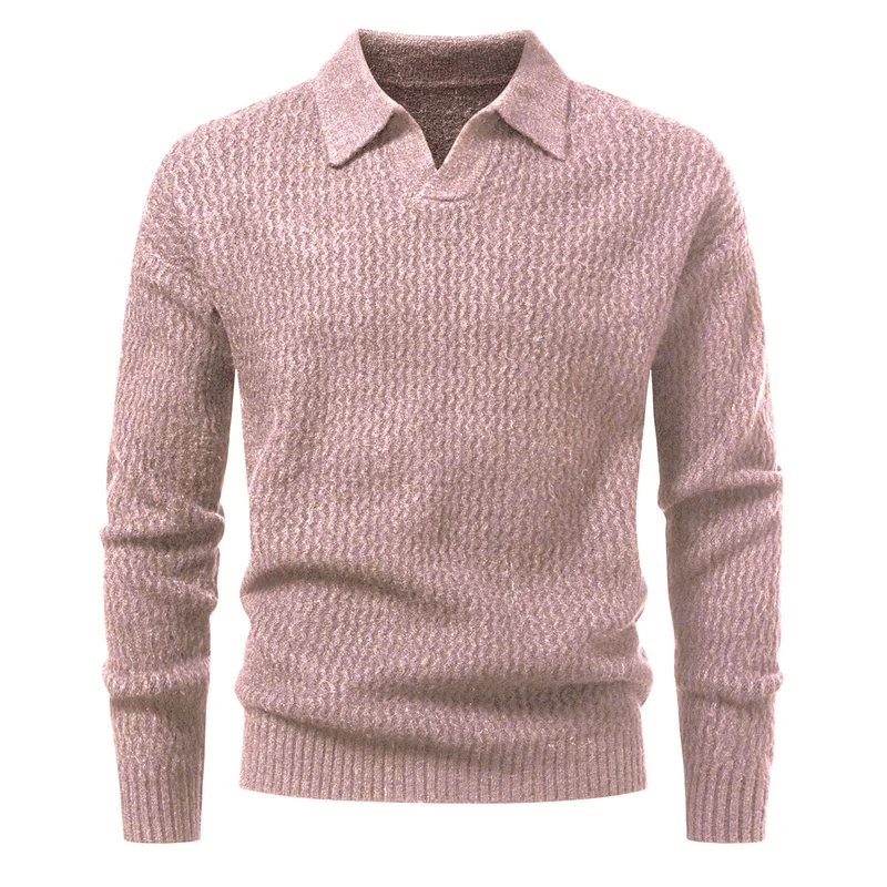 Herren Polokragen-Feinstrickpullover mit strukturierter Wellenoptik und geripptem Saum Nord Taschen