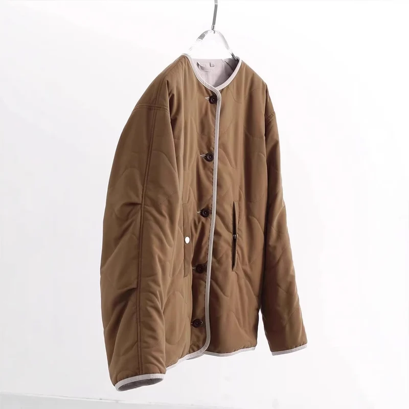 Damen Stylische Steppjacke mit Rundhalsausschnitt Nord Taschen
