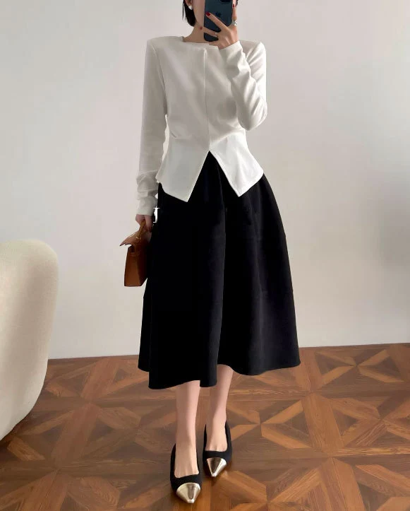 Damen Stylische, luftige 3/4-Arm Strickjacke und Midikleid Kombination Nord Taschen