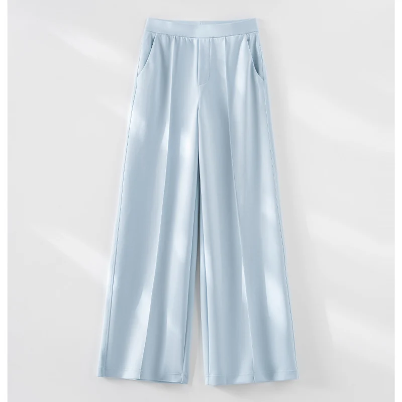 Damen Weite Palazzo-Hose aus Ponte-Jersey mit elastischem Komfortbund und Bügelfalte Nord Taschen