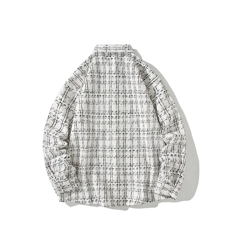 Herren Strukturierte Bouclé-Hemdjacke mit Karo-Jacquard und legerer Passform Nord Taschen
