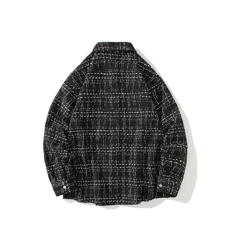 Herren Strukturierte Bouclé-Hemdjacke mit Karo-Jacquard und legerer Passform Nord Taschen