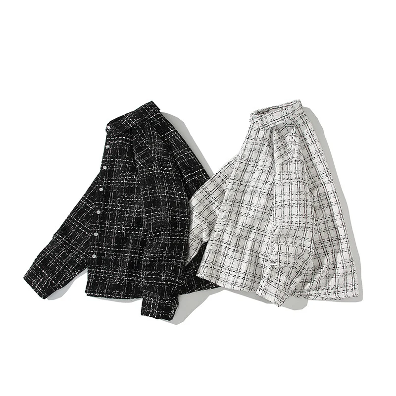 Herren Strukturierte Bouclé-Hemdjacke mit Karo-Jacquard und legerer Passform Nord Taschen