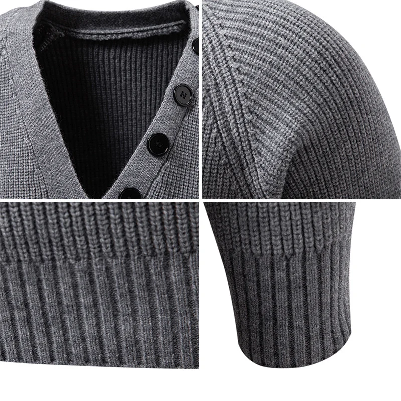 Herren Strickpullover mit integriertem Schlauchkragen-Schal und Knopfdetail Nord Taschen