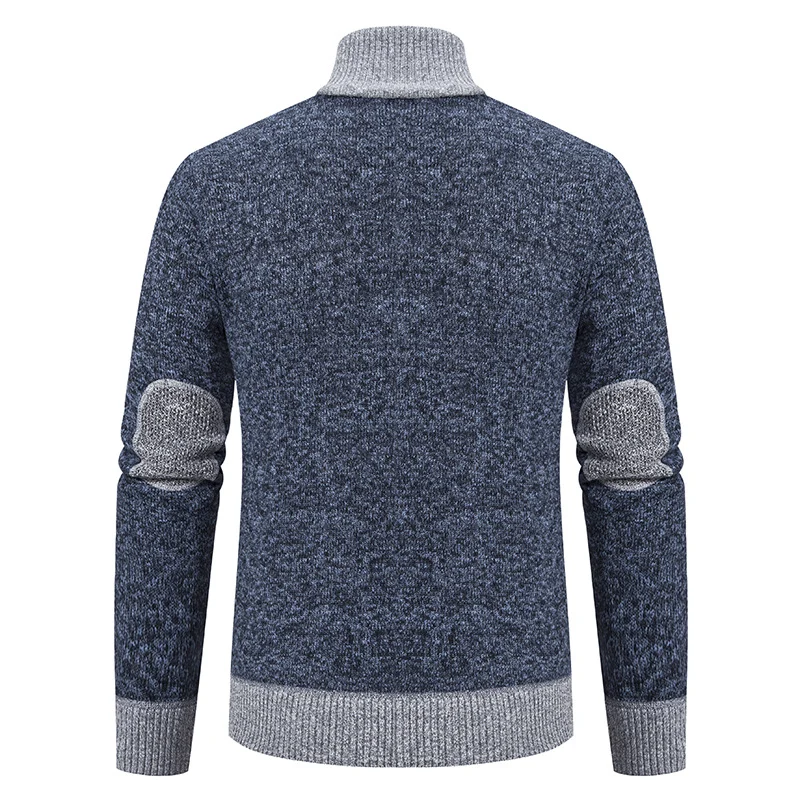 Herren Strickjacke mit Reißverschluss, Stehkragen und kontrastbesetzten Schultern Nord Taschen