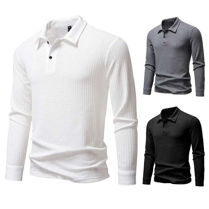 Herren Waffelstrick-Poloshirt mit Halbknopfleiste und Hemdkragen Nord Taschen