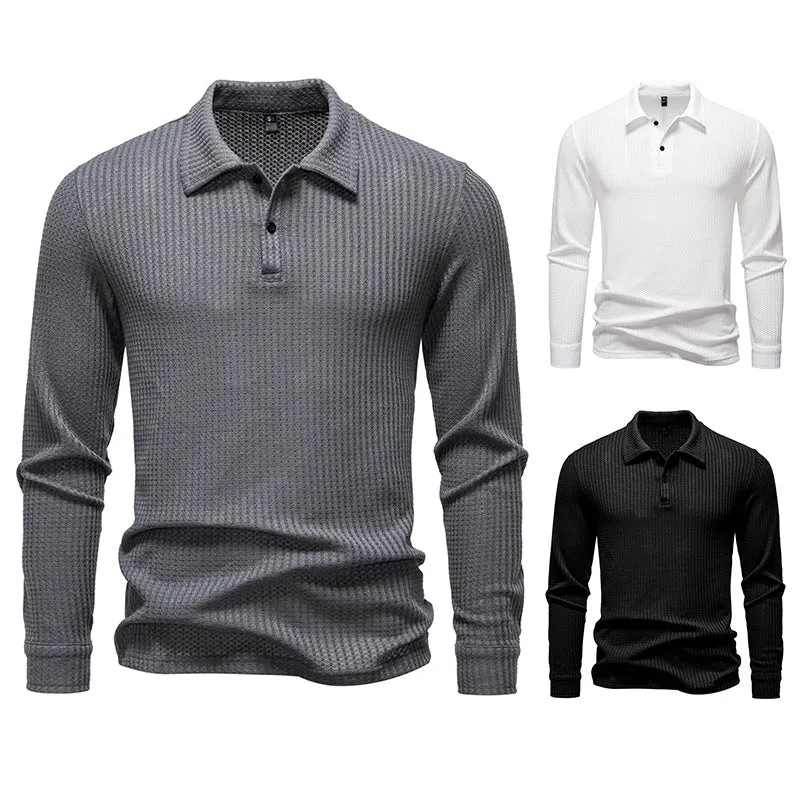 Herren Waffelstrick-Poloshirt mit Halbknopfleiste und Hemdkragen Nord Taschen