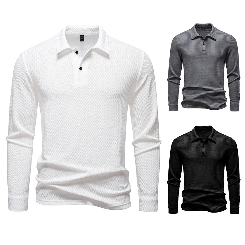 Herren Waffelstrick-Poloshirt mit Halbknopfleiste und Hemdkragen Nord Taschen