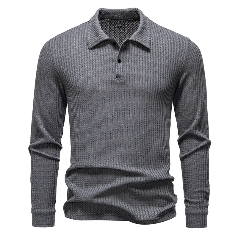Herren Waffelstrick-Poloshirt mit Halbknopfleiste und Hemdkragen Nord Taschen