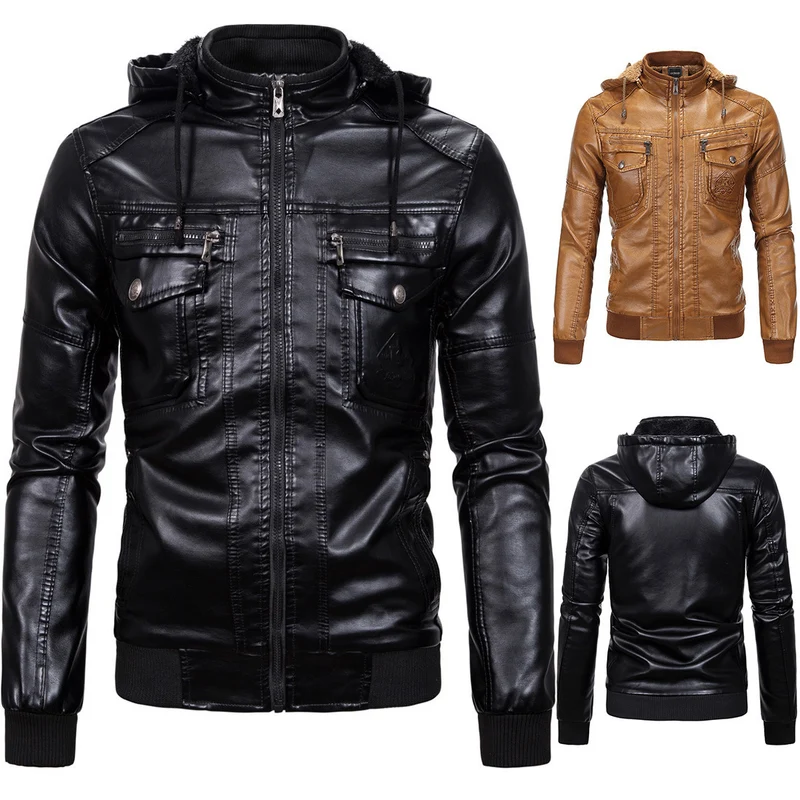 Herren Vintage-inspirierte Kunstleder-Bomberjacke mit Teddyfutter, Stehkragen und Brusttaschen Nord Taschen