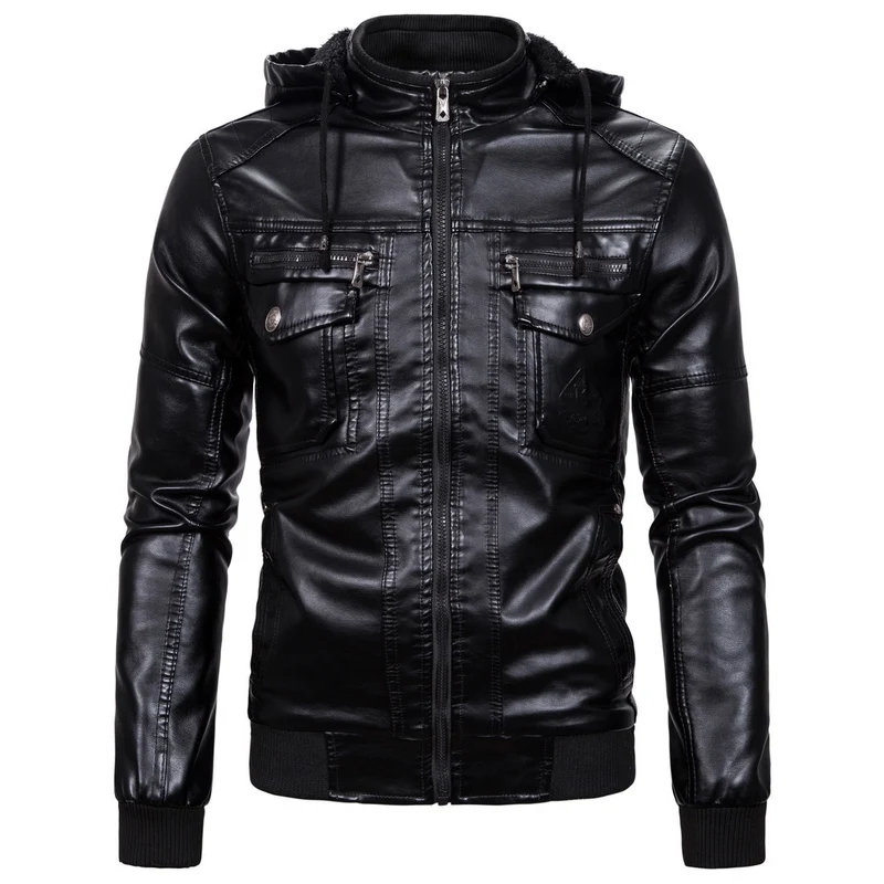 Herren Vintage-inspirierte Kunstleder-Bomberjacke mit Teddyfutter, Stehkragen und Brusttaschen Nord Taschen
