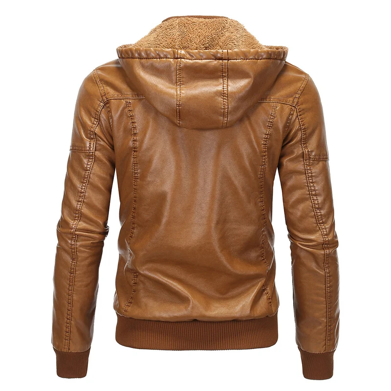 Herren Vintage-inspirierte Kunstleder-Bomberjacke mit Teddyfutter, Stehkragen und Brusttaschen Nord Taschen
