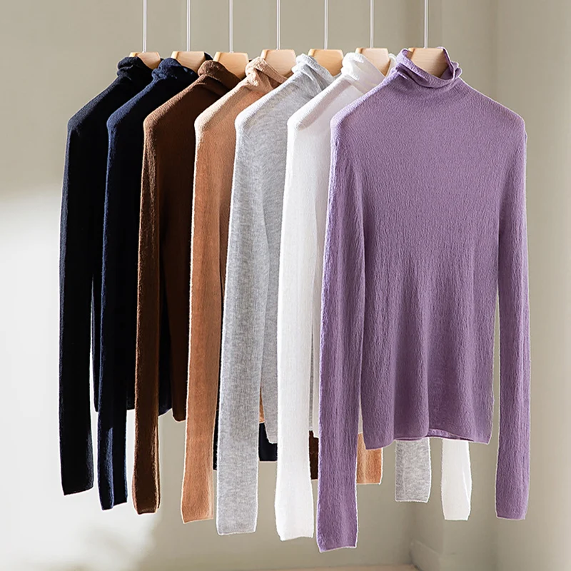 Damen Feiner ultraleichter Rollkragenpullover aus Stretch‑Feinstrick Nord Taschen