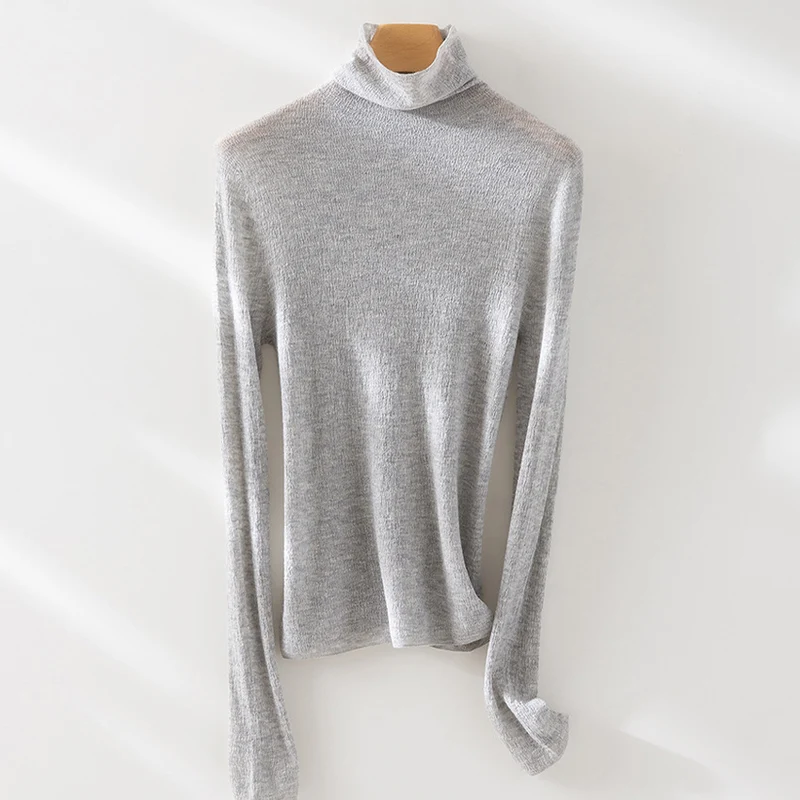 Damen Feiner ultraleichter Rollkragenpullover aus Stretch‑Feinstrick Nord Taschen