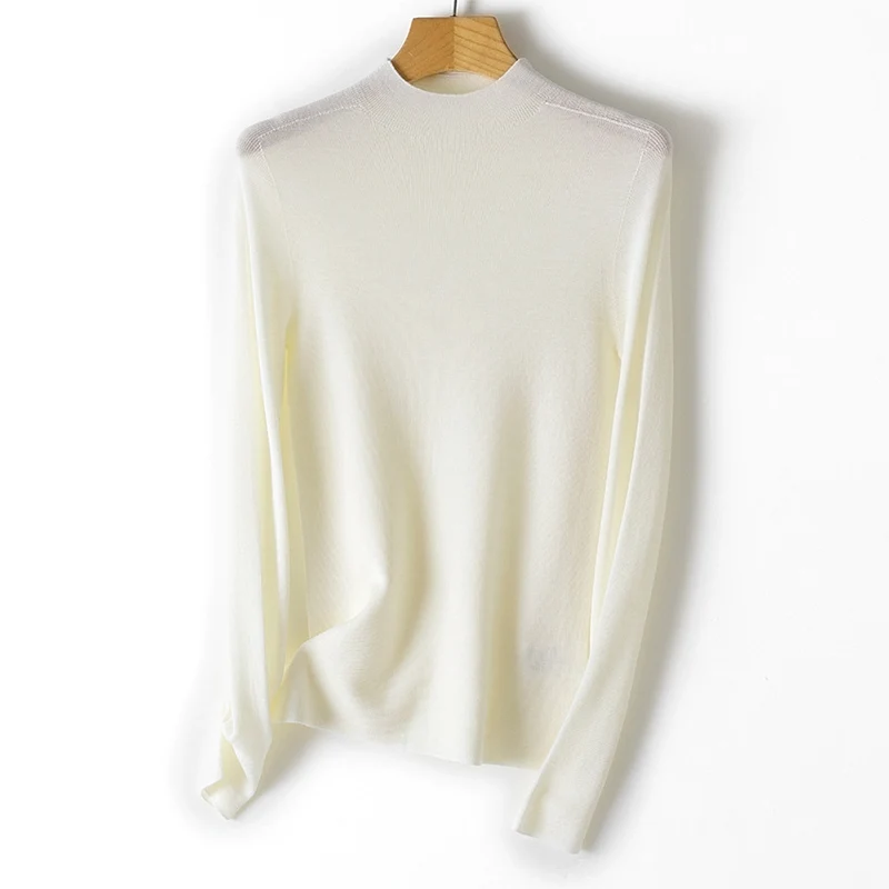 Damen Feiner Stretch-Feinstrickpullover mit halbem Stehkragen und schlanker Silhouette Nord Taschen