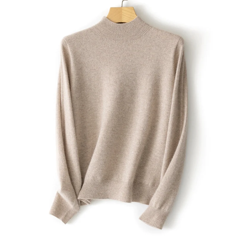 Damen Feiner Stehkragen-Pullover aus Kaschmir-Mix mit gerippten Abschlüssen Nord Taschen