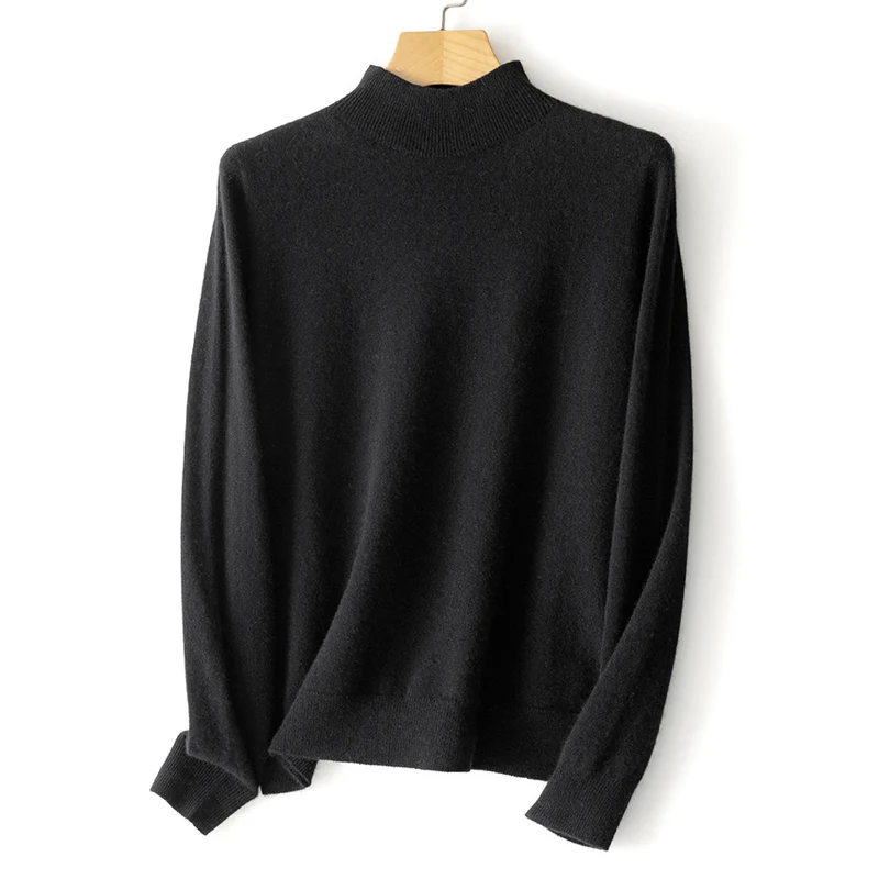 Damen Feiner Stehkragen-Pullover aus Kaschmir-Mix mit gerippten Abschlüssen Nord Taschen