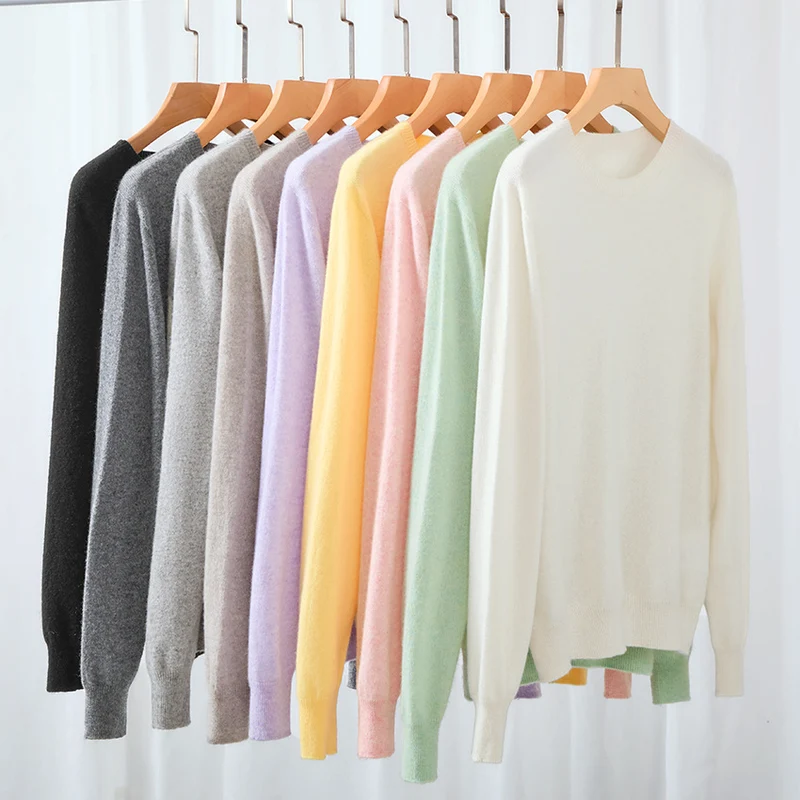Damen Feiner Rundhals-Feinstrickpullover mit leichter Oversize-Passform Nord Taschen