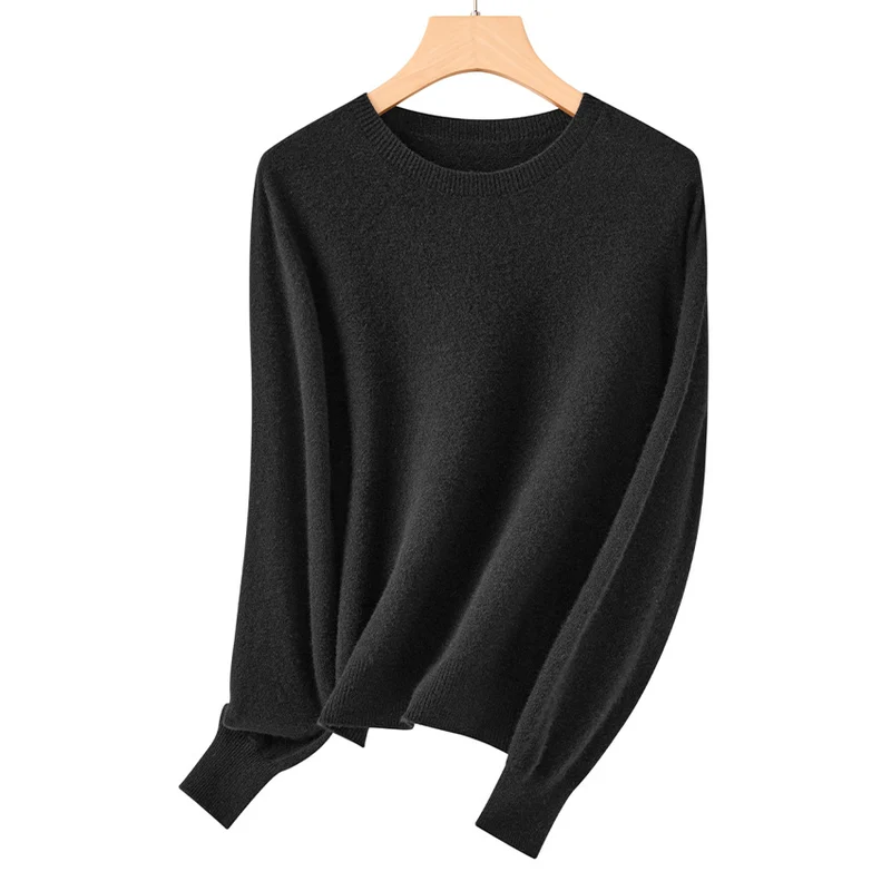 Damen Feiner Rundhals-Feinstrickpullover mit leichter Oversize-Passform Nord Taschen