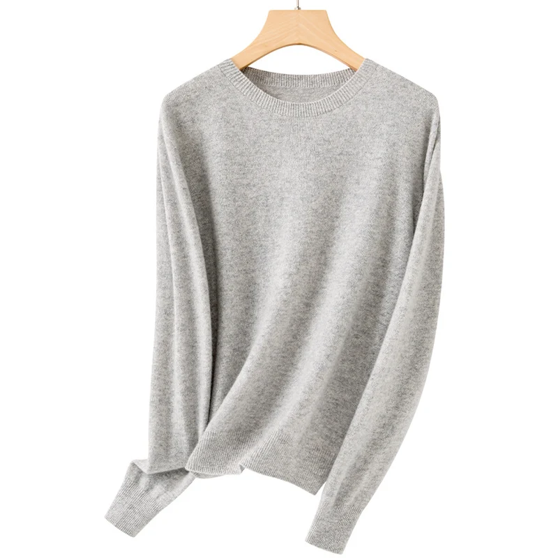 Damen Feiner Rundhals-Feinstrickpullover mit leichter Oversize-Passform Nord Taschen