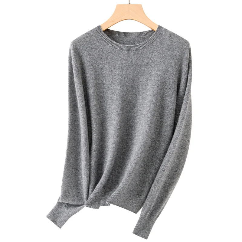 Damen Feiner Rundhals-Feinstrickpullover mit leichter Oversize-Passform Nord Taschen