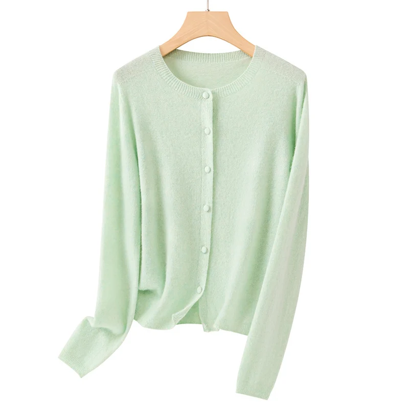 Damen Feiner Rundhals-Cardigan aus softem Feinstrick mit durchgehender Knopfleiste Nord Taschen